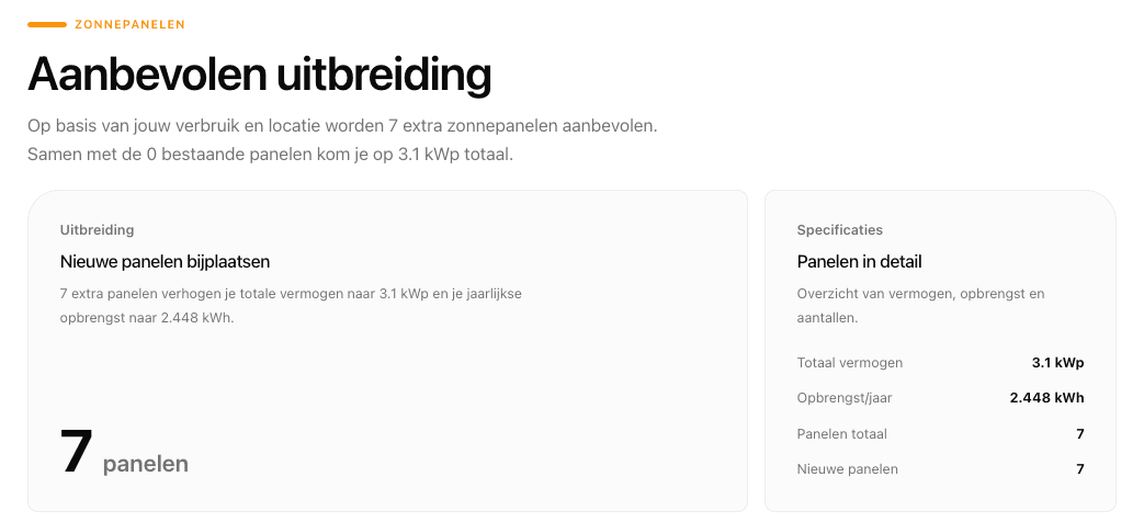 Aanbevolen PV opstelling Groningen: 9 panelen, 3.6 kWp