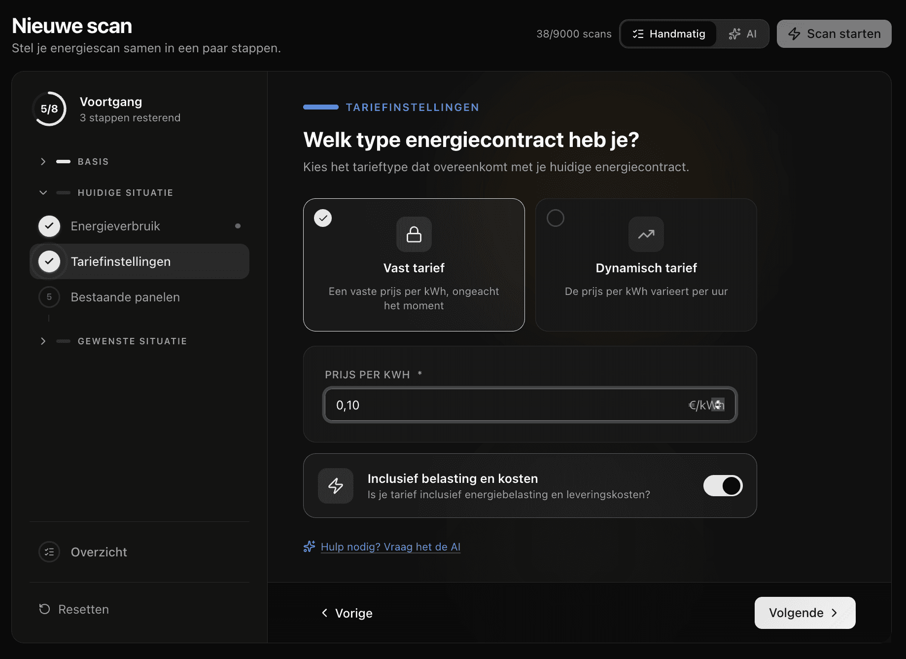 Keuze vast of dynamisch tarief